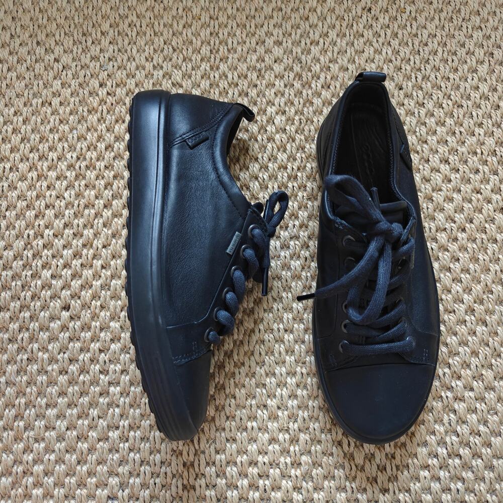 ECCO Soft 7 Gore-Tex Black Leather Waterproof Sneakers EU 38 US 7-7.5